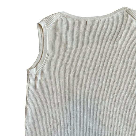 Multiples cream/ivory ribbed tank top with flat brass stud detail size PM - Picture 5 of 8